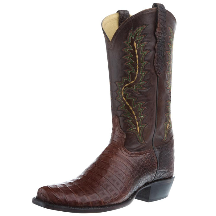 Men`s Brown Caiman Belly Vamp Brown Cowhide Top