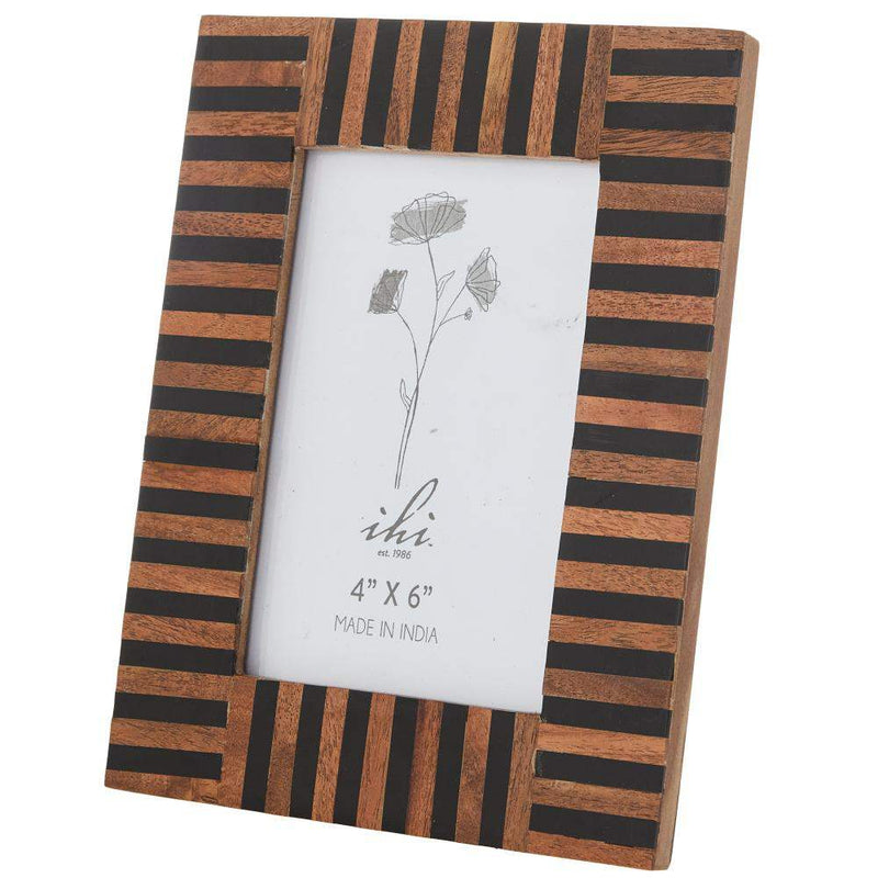 India Handicrafts Black and White Stripe Photo Frame