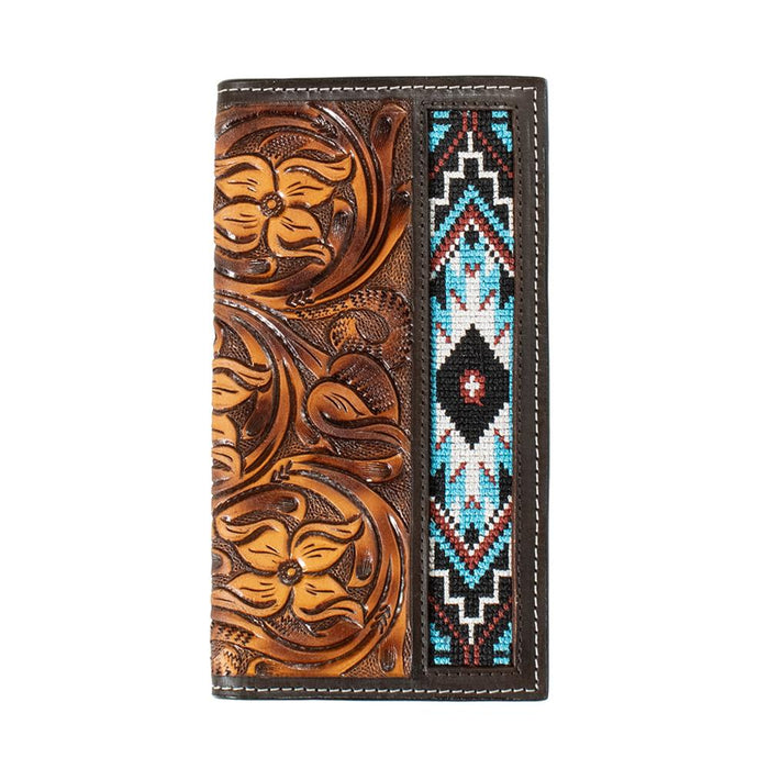 M & F Western Tooled Floral Rodeo Wallet