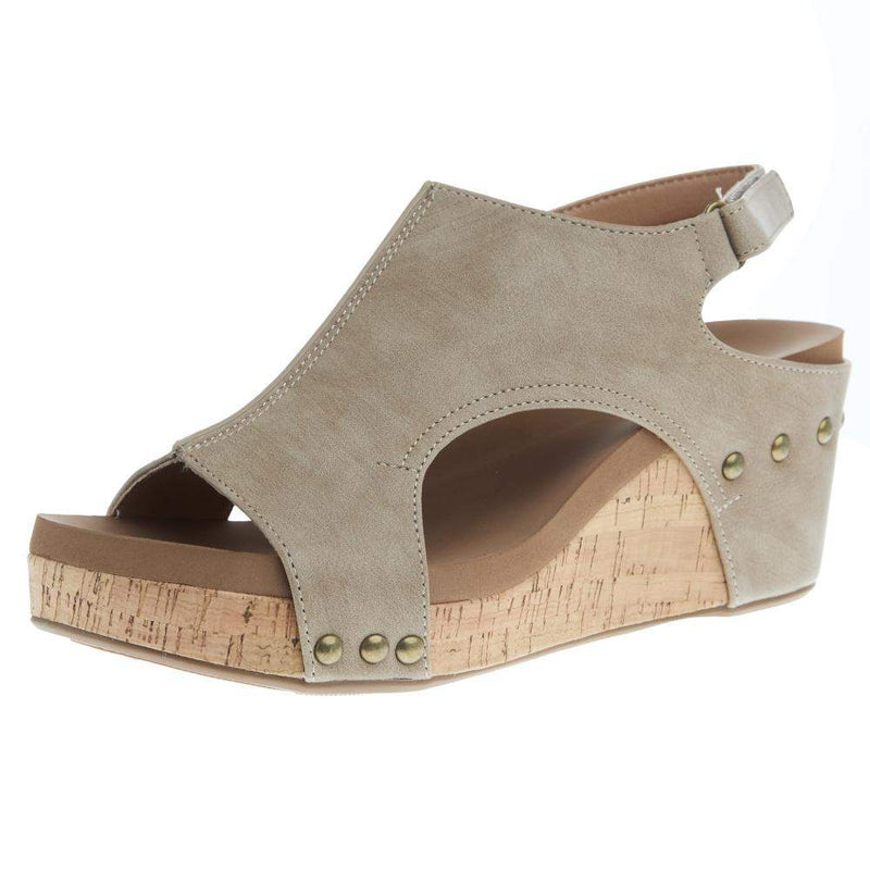 Women`s Carley Camel Smooth Wedge Sandal