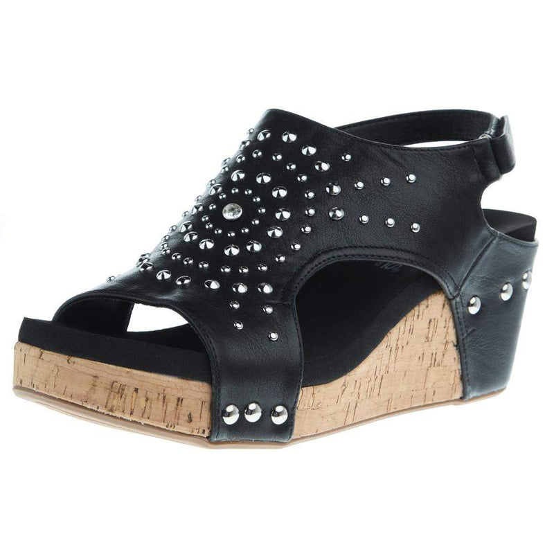Women`s Docie Doe Black Studded Wedge Sandal