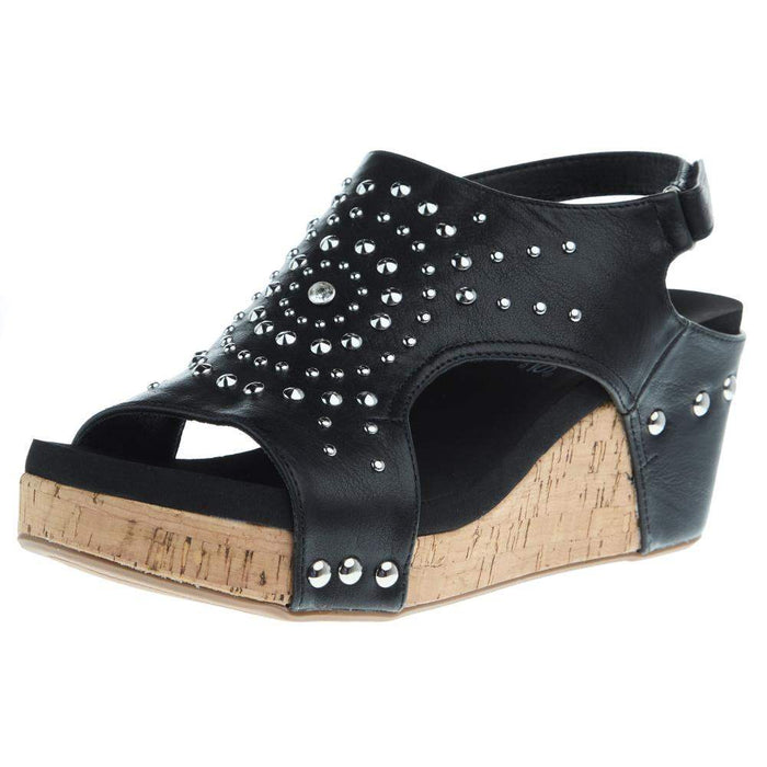 Women`s Docie Doe Black Studded Wedge Sandal