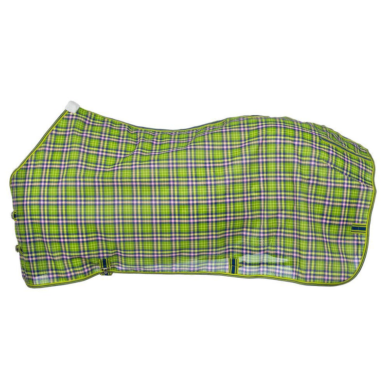 Neon Green and Pink Plaid Deluxe Mesh Fly Sheet for Horses