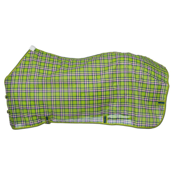Neon Green and Pink Plaid Deluxe Mesh Fly Sheet for Horses