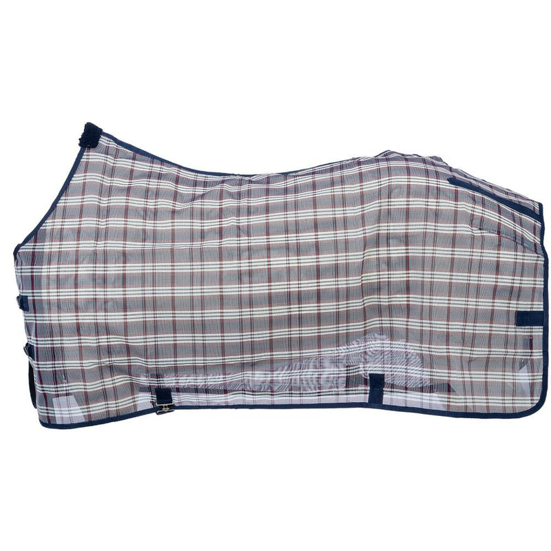 Blue Navy Plaid Deluxe Mesh Fly Sheet for Horses