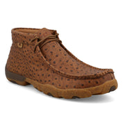 Men`s Cognac Ostrich Print Chukka Driving Moc