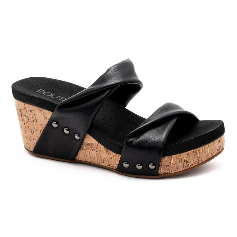 Womens Corky Stranded Black Wedge Heel