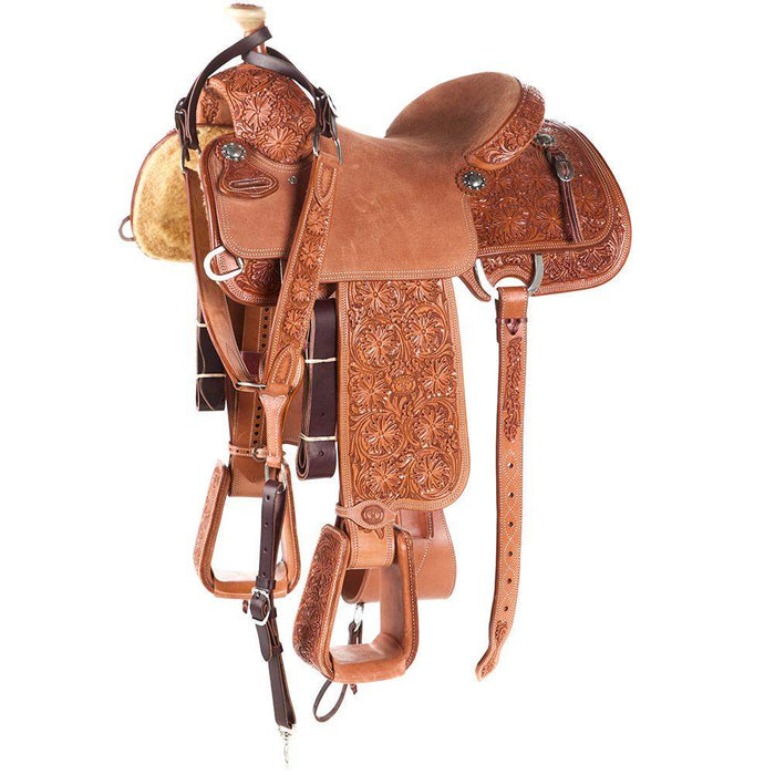 Tomahawk Natural 7/8 Breed Floral Tooled MTM Team Roper