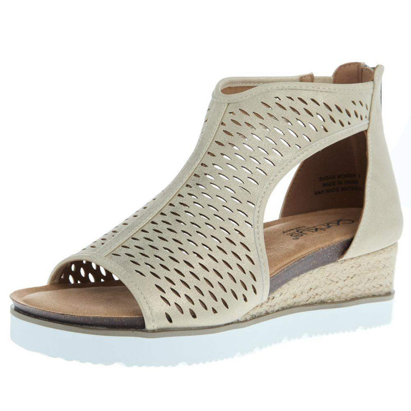 Womens Corky Sugar Momma Gold Wedge Sandal
