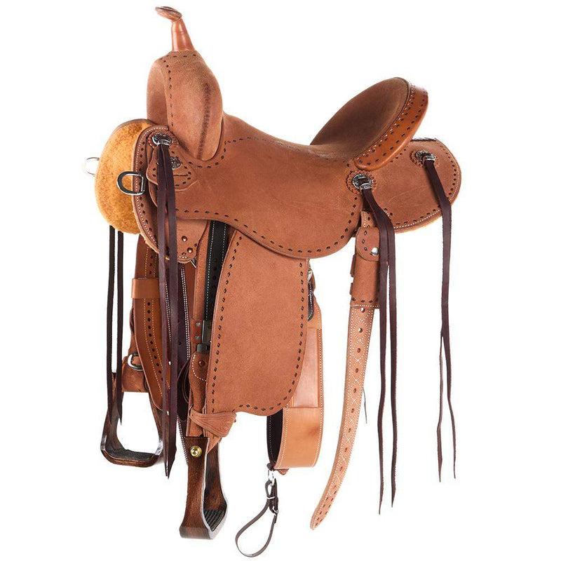 Martin Saddlery Natural 14in Roughout with Painted Buckstitch BTR Barrel Saddle