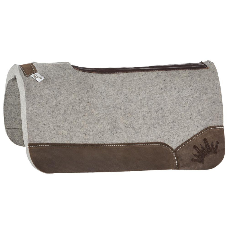 1 Inch Kush Grey Felt Saddle Pad with Chocolate Roughout Wear Leathers