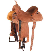 Martin Saddlery 14in Roughout Natural w/ Painted Buckstitch Stingray Barrel Saddle