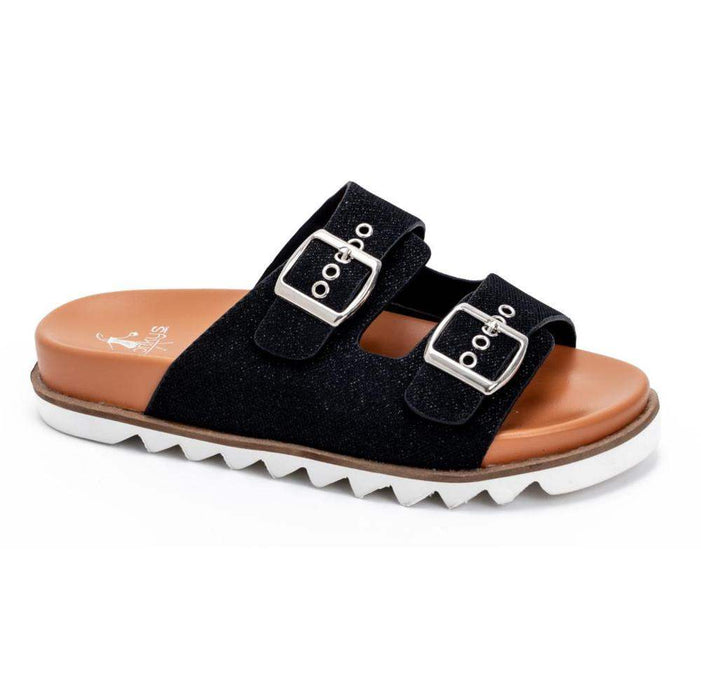 Corkys Footwear Women's Dash Black Shimmer Sandal