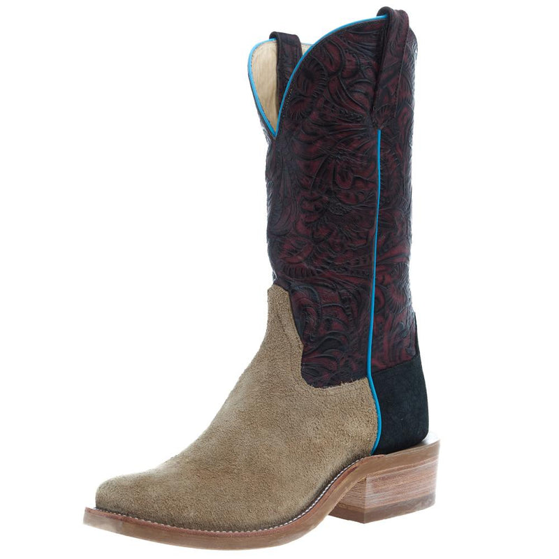 Men's Ride Ready Tan Camel Beeswax Vamp 13 In Tooled Top Cowboy Boot