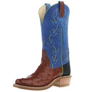 Womens Ride Ready Cognac FQ Ostrich 13In Blue Sinsation Top Boot