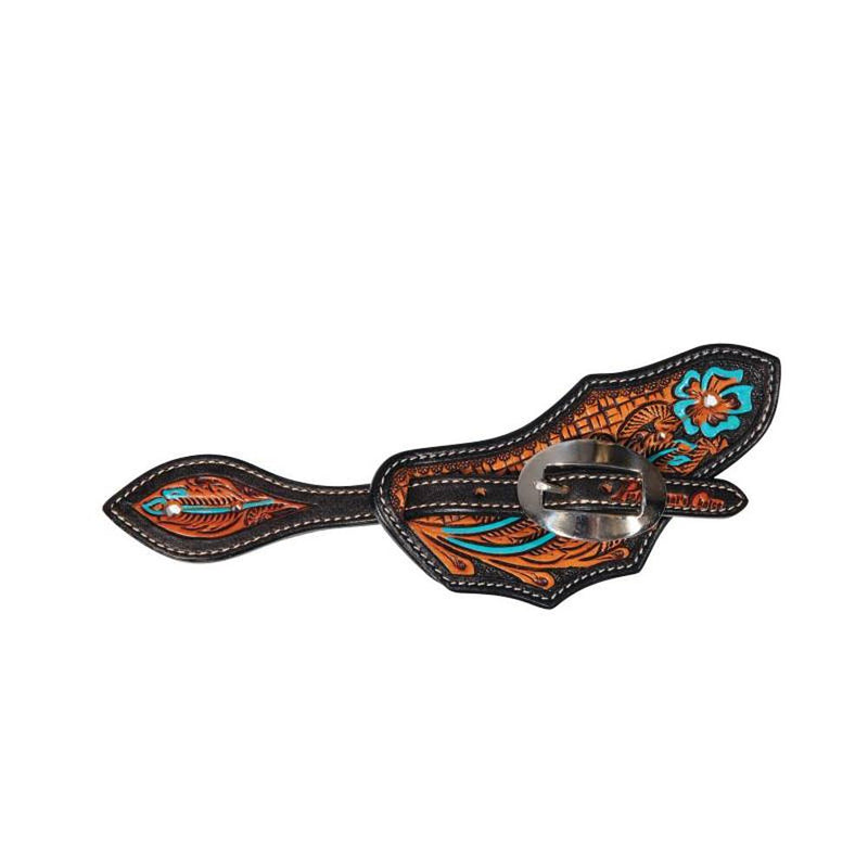Turquoise Floral Ladies Youth Buckaroo Spur Straps