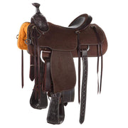 Martin Saddlery Chocolate 1/8 Breed Wyoming Flower Bison Inlaid Seat Team Roper