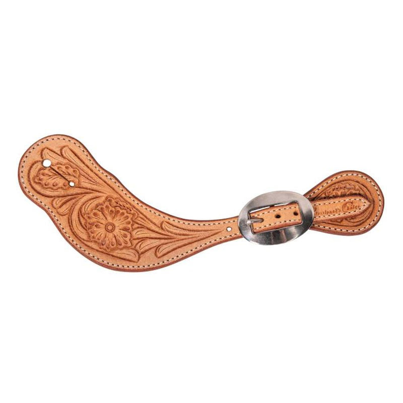 Natural Rough Out Floral Mens Spur Straps