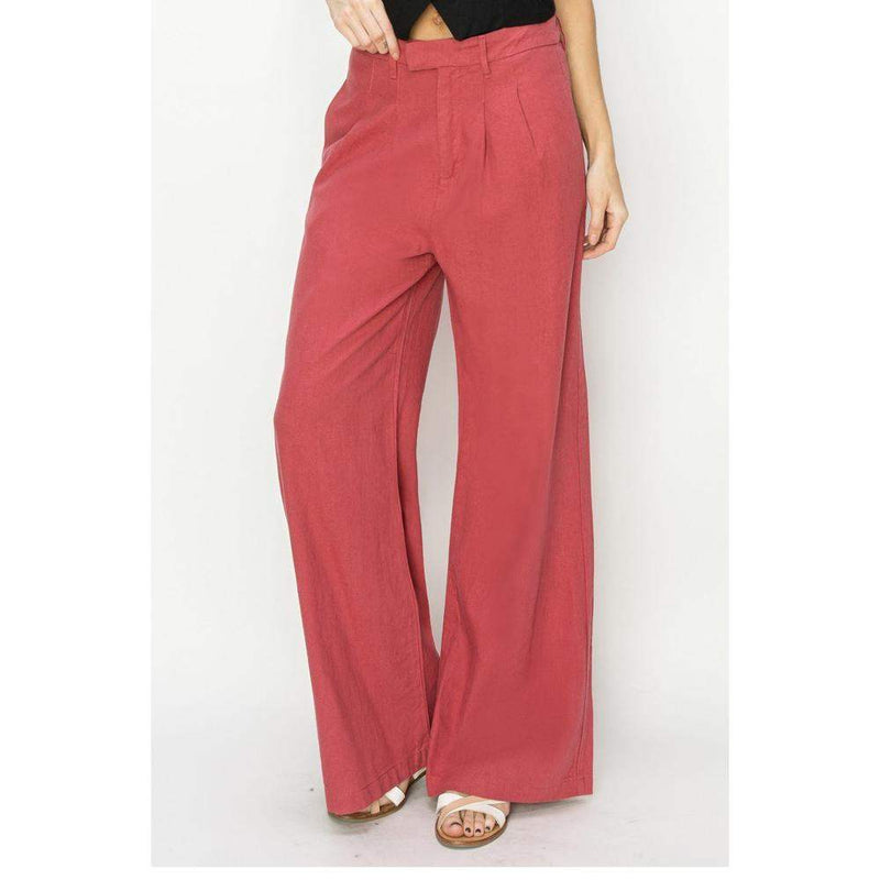 Women's Linen Slouch Brick Trousers