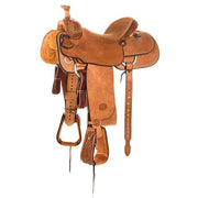 Nrs Competitors Natural Antique 1/8 Breed Combo Tooled Team Roping Saddle