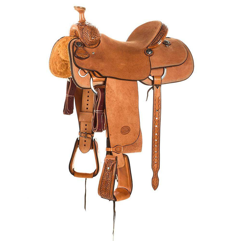 Nrs Competitors Natural Antique 1/8 Breed Combo Tooled Team Roping Saddle