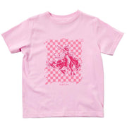 Youthr Pink Checker Bronc Tee