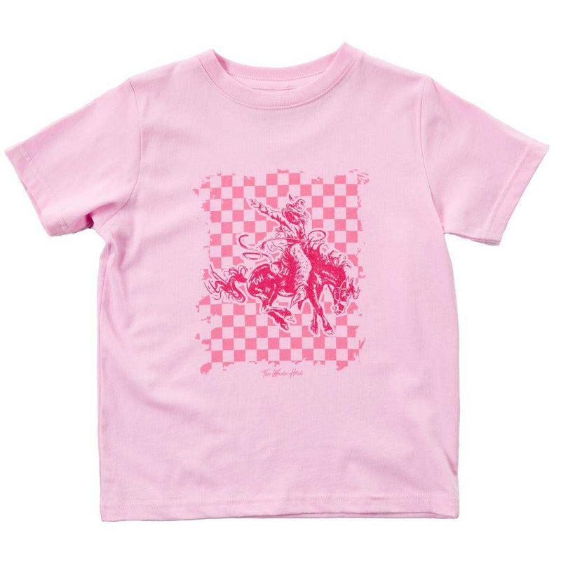 Youthr Pink Checker Bronc Tee