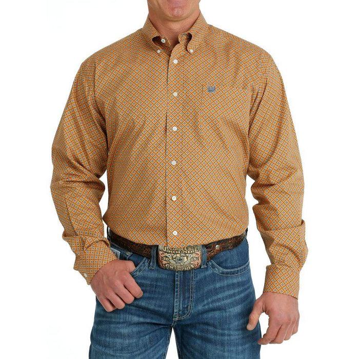 Cinch Men's Orange Print Button Down Shirt