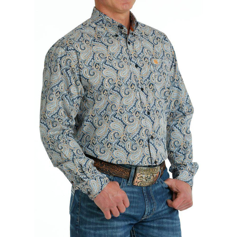 Cinch Men's Blue Paisley Button Down Shirt