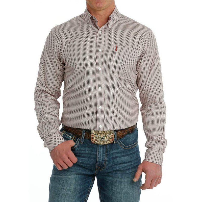 Men's Dot Print Button Down Shirt