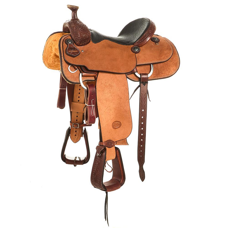 Heavy Oil 1/8 Breed Combo Tooled Team Roping Saddle