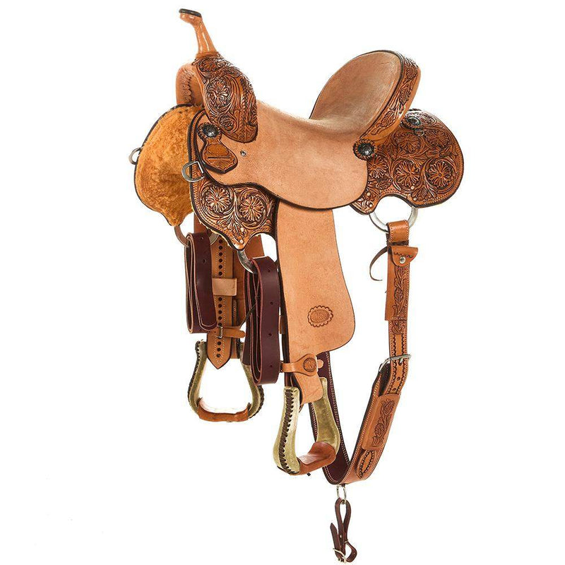 Natural Antique 1/2 Breed Prairie Flower Barrel Saddle