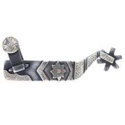 Tooley Bits Spurs Buckles Silver Engraved Floral and Chevron Ladies Cutter Spurs
