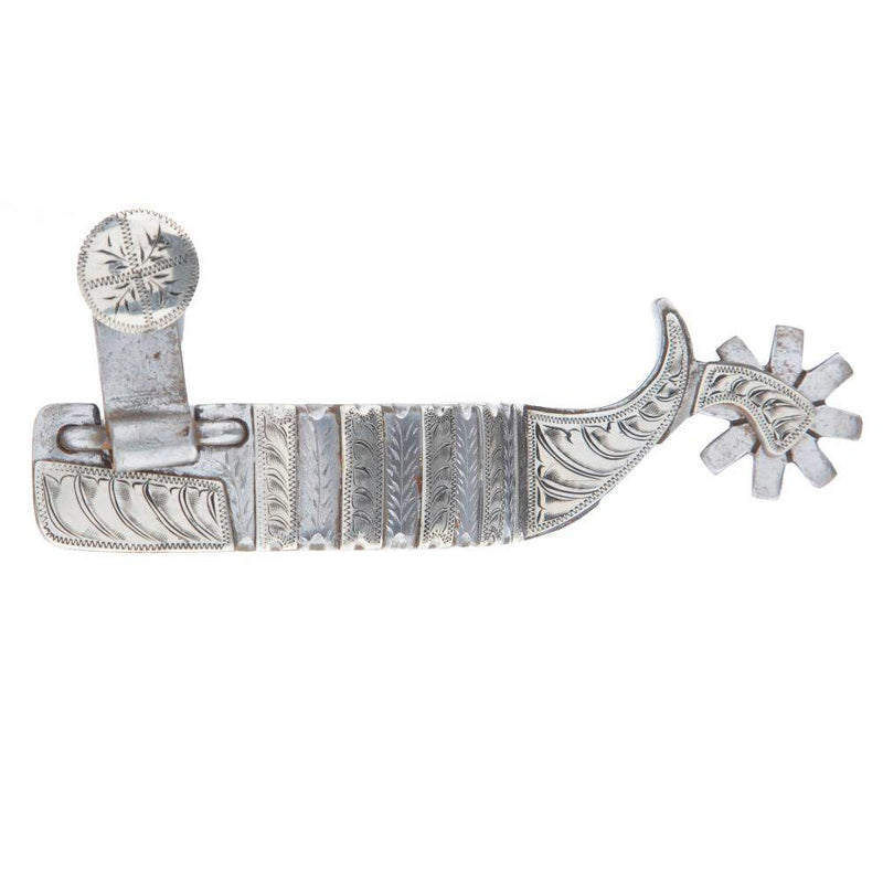 Tooley Bits Spurs Buckles Silver Engraved Bars Mens Spurs with Chap Guard