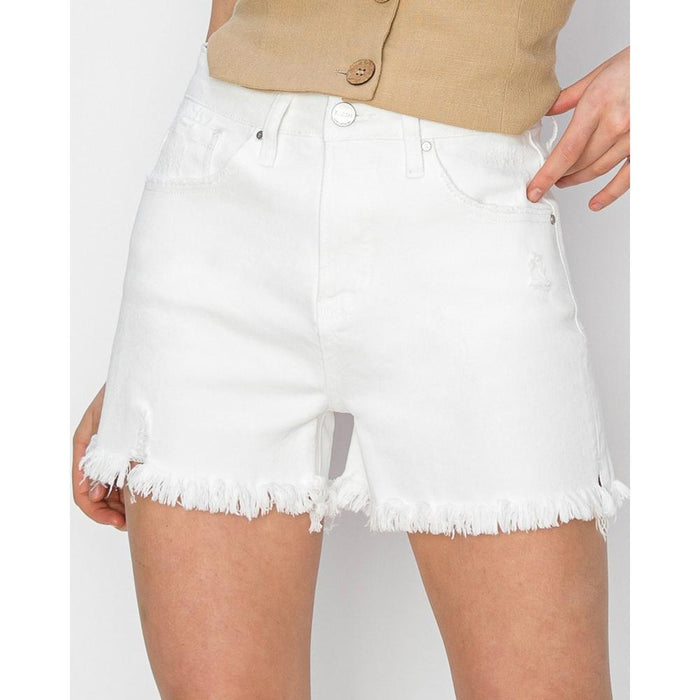 Women's High Rise White Side Slit Shorts