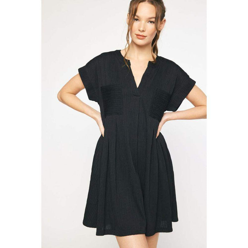 Entro Women's Black V-Neck Mini Dress