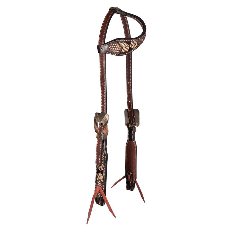 Chocolate Rawhide Arrowhead Single Ear Headstall
