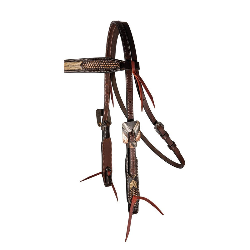 Chocolate Rawhide Arrowhead Browband Headstall