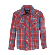 Boy's Red and Blue Plaid Snap Shirt