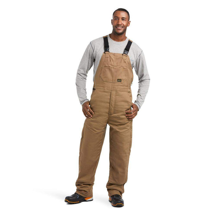 Ariat Mens Rebar Canvas Field Khaki Stretch Insulated Bib