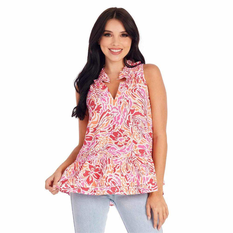 Mud Pie Women's Pink Floral Jeanette Top