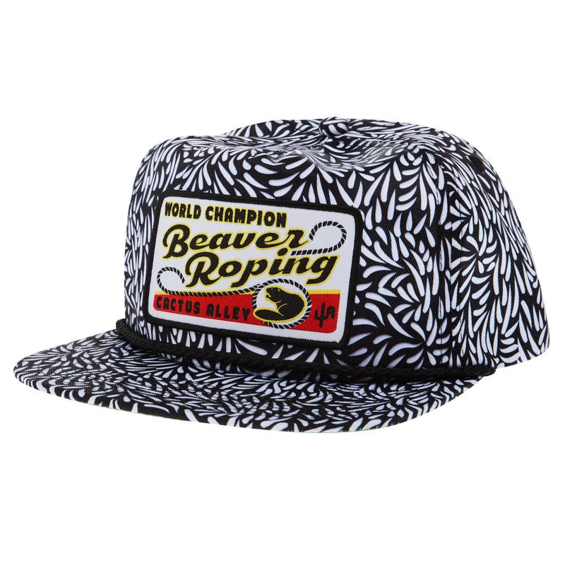 Beaver Roping Black and White Cap