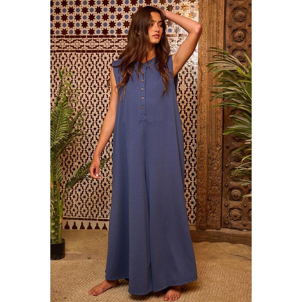 Bucketlist Women's Indigo Wide Leg Jumpsuit