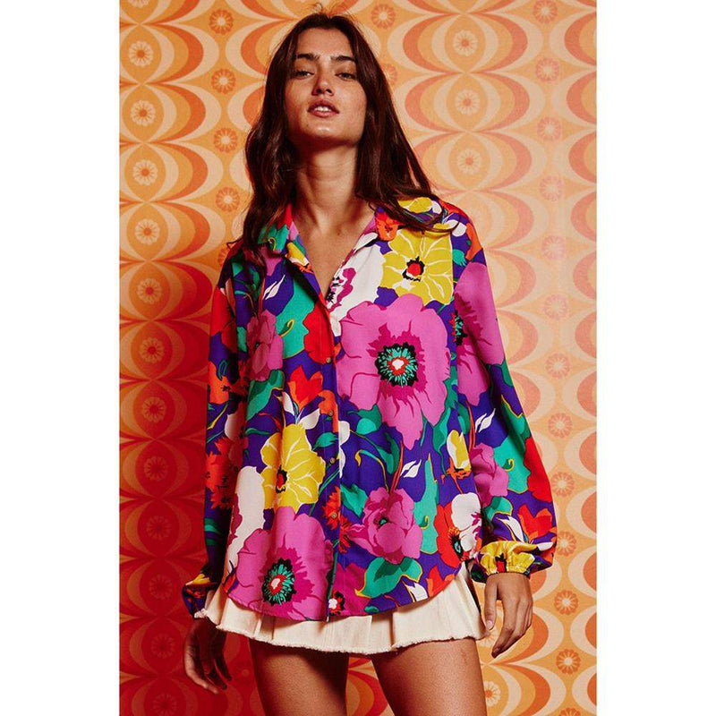 Bucketlist Women's Purple Floral Scarf Blouse