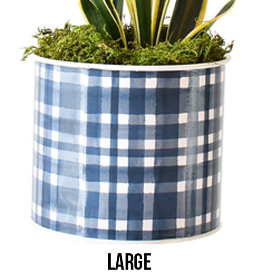 Ganz Blue Plaid Mini Planters