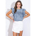 Flying Tomato Women's Blue Acid Ruffle Top