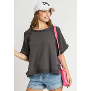 Umgee Usa Inc. Women's Charcoal French Terry Top