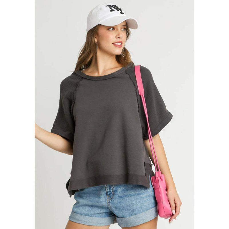 Umgee Usa Inc. Women's Charcoal French Terry Top