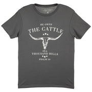 Women's He Owns The Cattle Dark Grey Tee