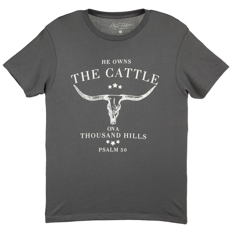 Women's He Owns The Cattle Dark Grey Tee